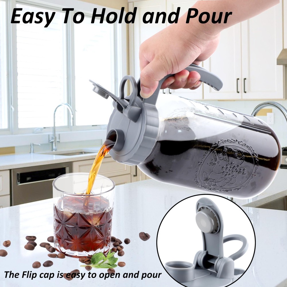 Cold Brew Coffee Maker 64 OZ Mason Jar Cold Brew Pitcher With Infuser 2 Quart...
