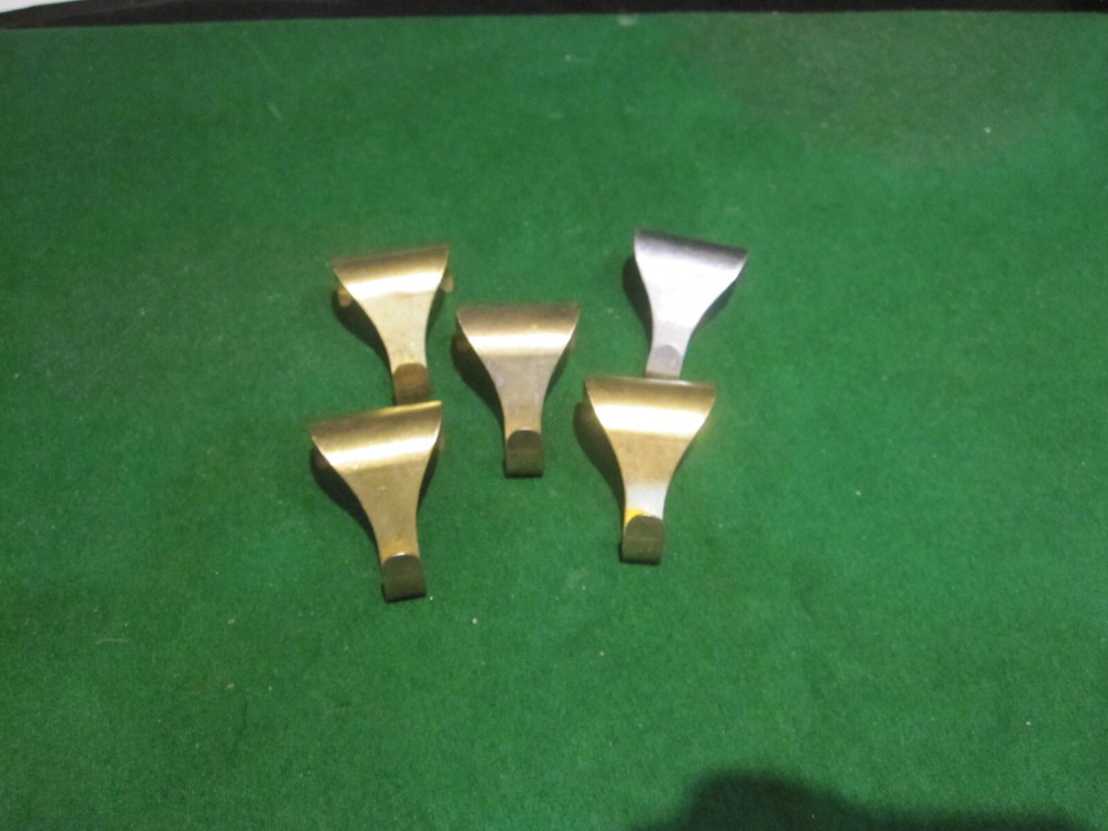 4 BRASS PICTURE RAIL HOOKS