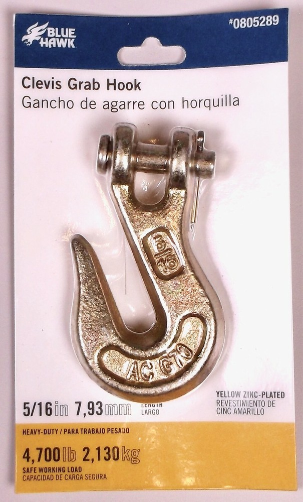 HEAVY DUTY CLEVIS GRAB HOOK, 5/16", 4,700 lbs. Load