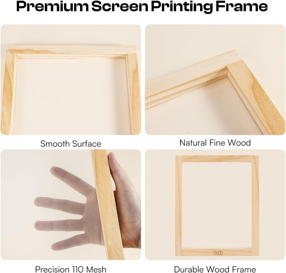 Screen Printing Frame with Screen Printing Squeegee for T-Shirts, Backpacks, Han