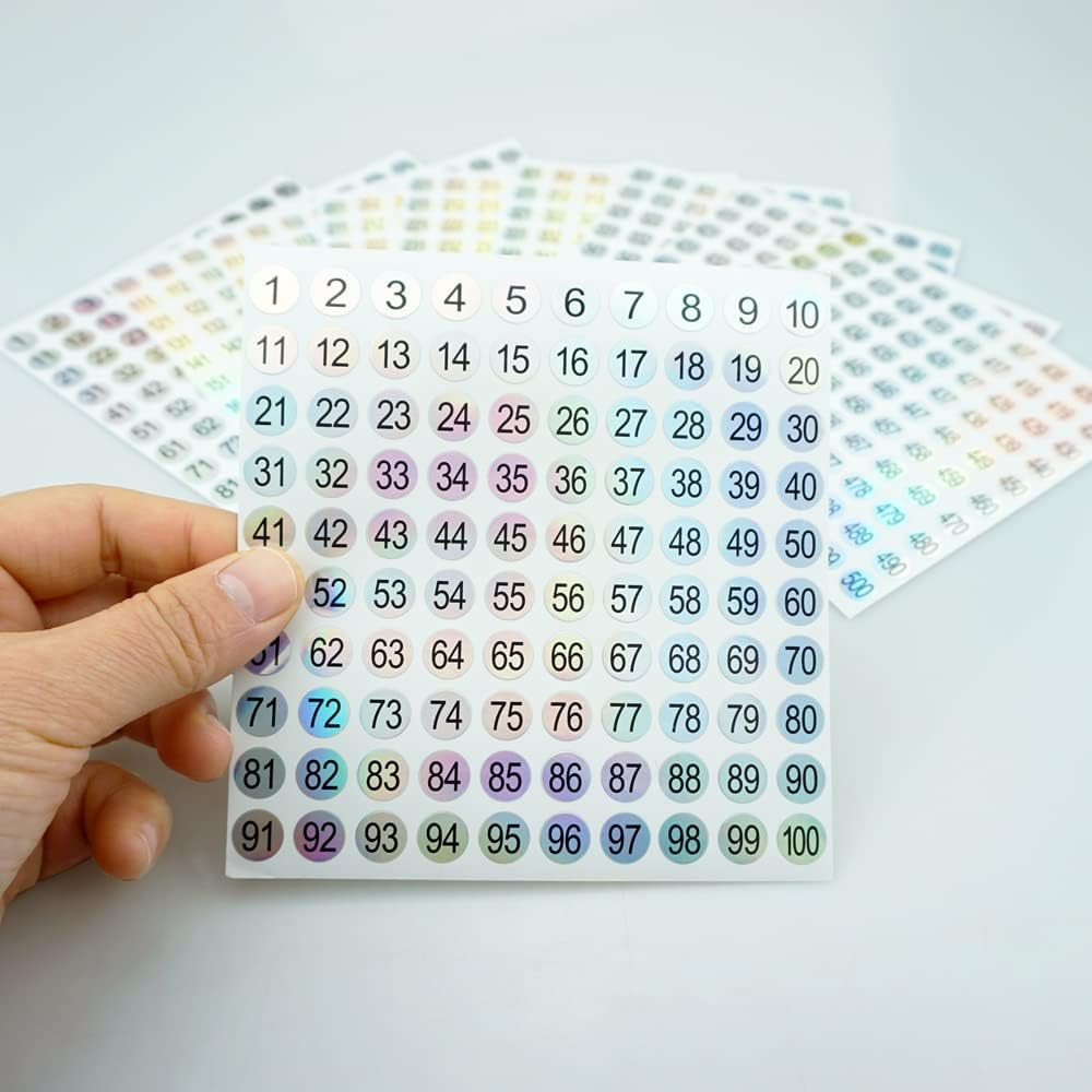 15 Sheets Mini Number Stickers 1-500 Round Labels Consecutive Numbering