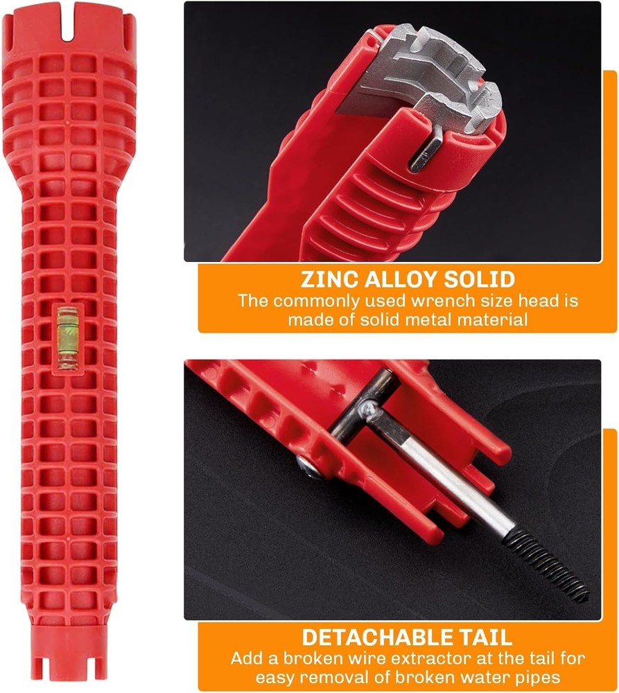 Tap Spanner Tool, 12-in-1 Multi-Functional Faucet Wrench, Comfortable Grip