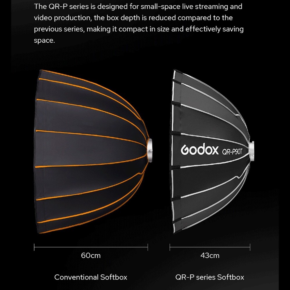 Godox QR-P90T 90cm Parabolic Softbox Quick Release Light Diffuser+Honeycomb Grid