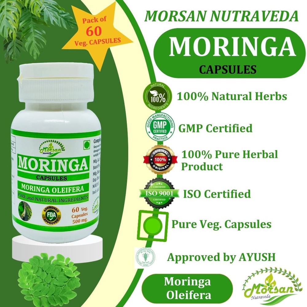 Moringa Oleifera Capsules for Nutrient-Rich Support & Energy Boost, 60 Capsules