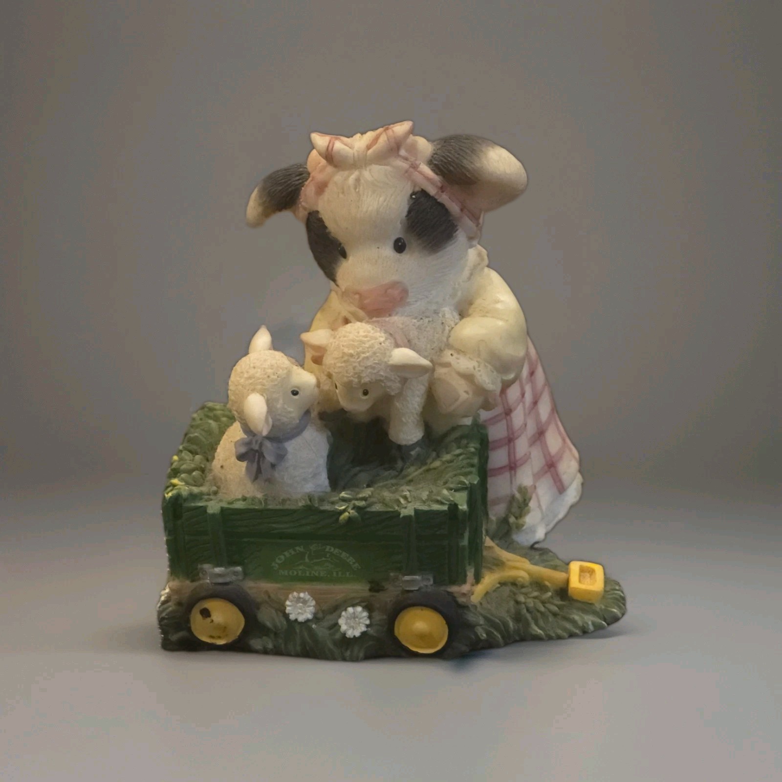 John Deere Set of 4 Resin Cow Figurines Farm Scene Collectibles Enesco Display