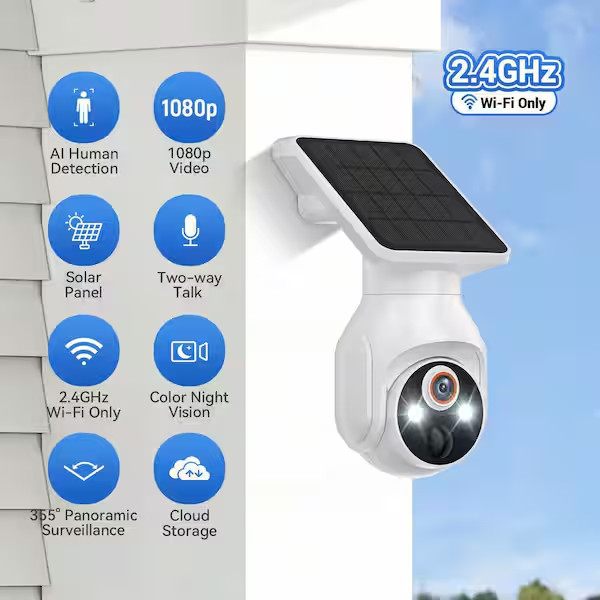 1080P Security Camera Wireless with Solar Panel, Smart AI Human Detection, 2-Way