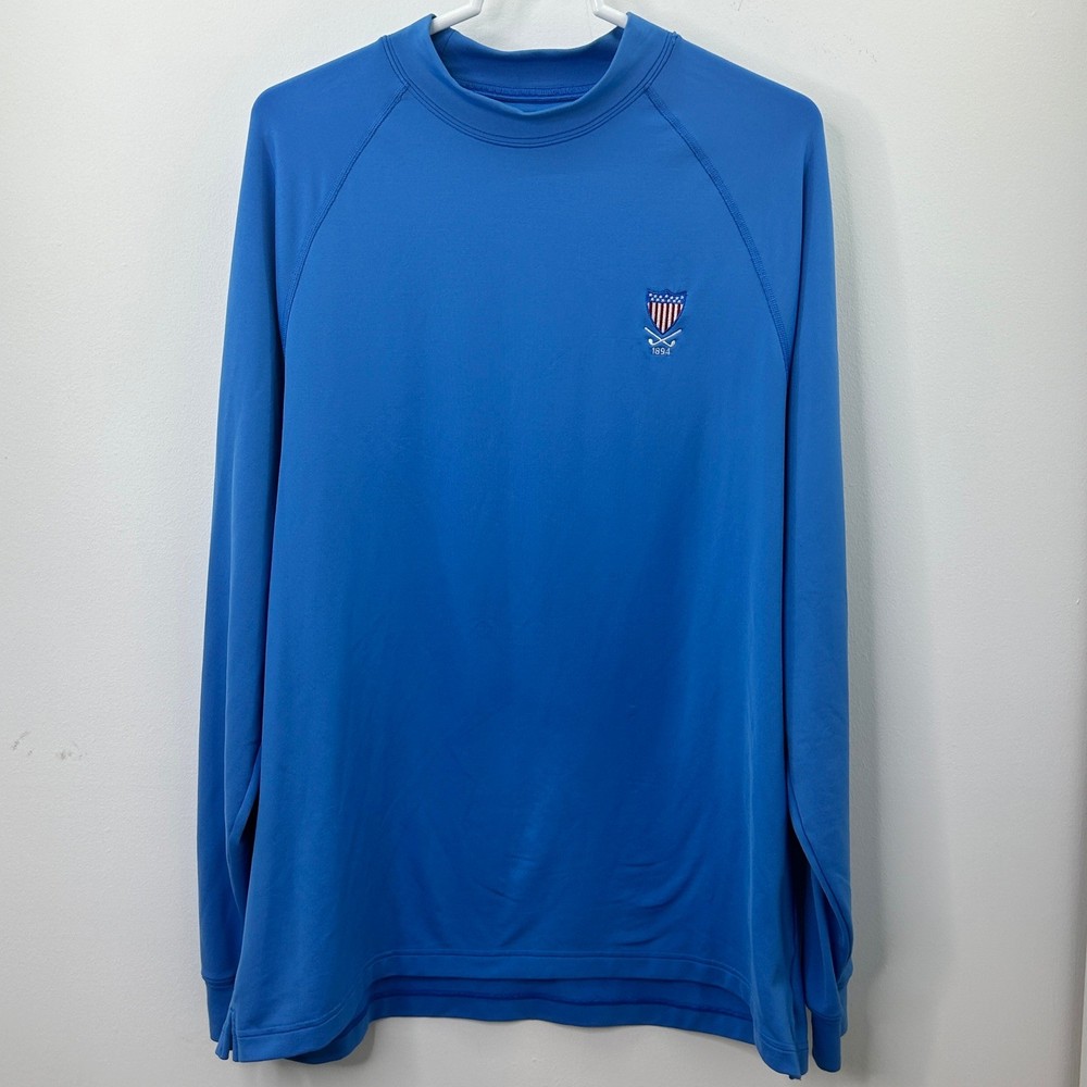 Under Armour Blue ColdGear Crewneck Pullover USA Shield Golf Large