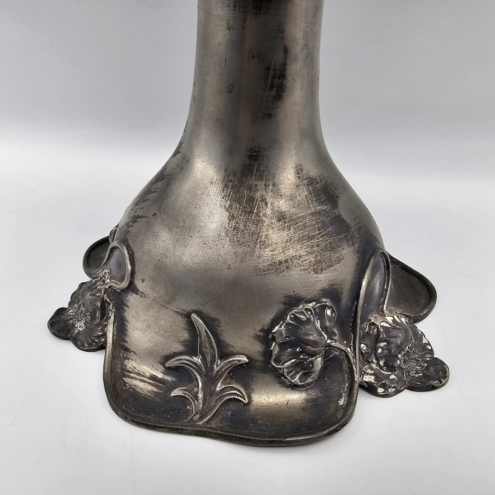 20th Century Art Nouveau Silverplate Pedestal Compote With Floral Relief