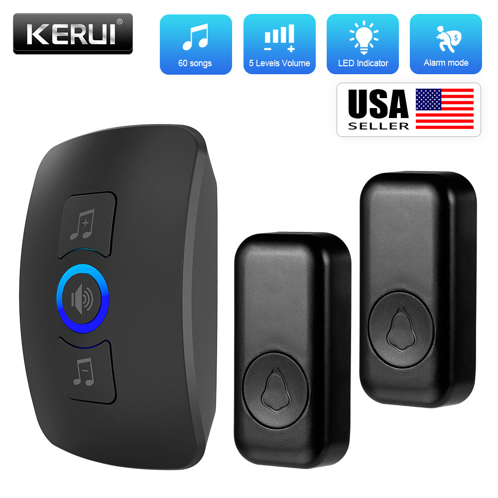 Waterproof Wireless Doorbell Adjustable Volume 1000FT Plugin Receiver 60 Chime