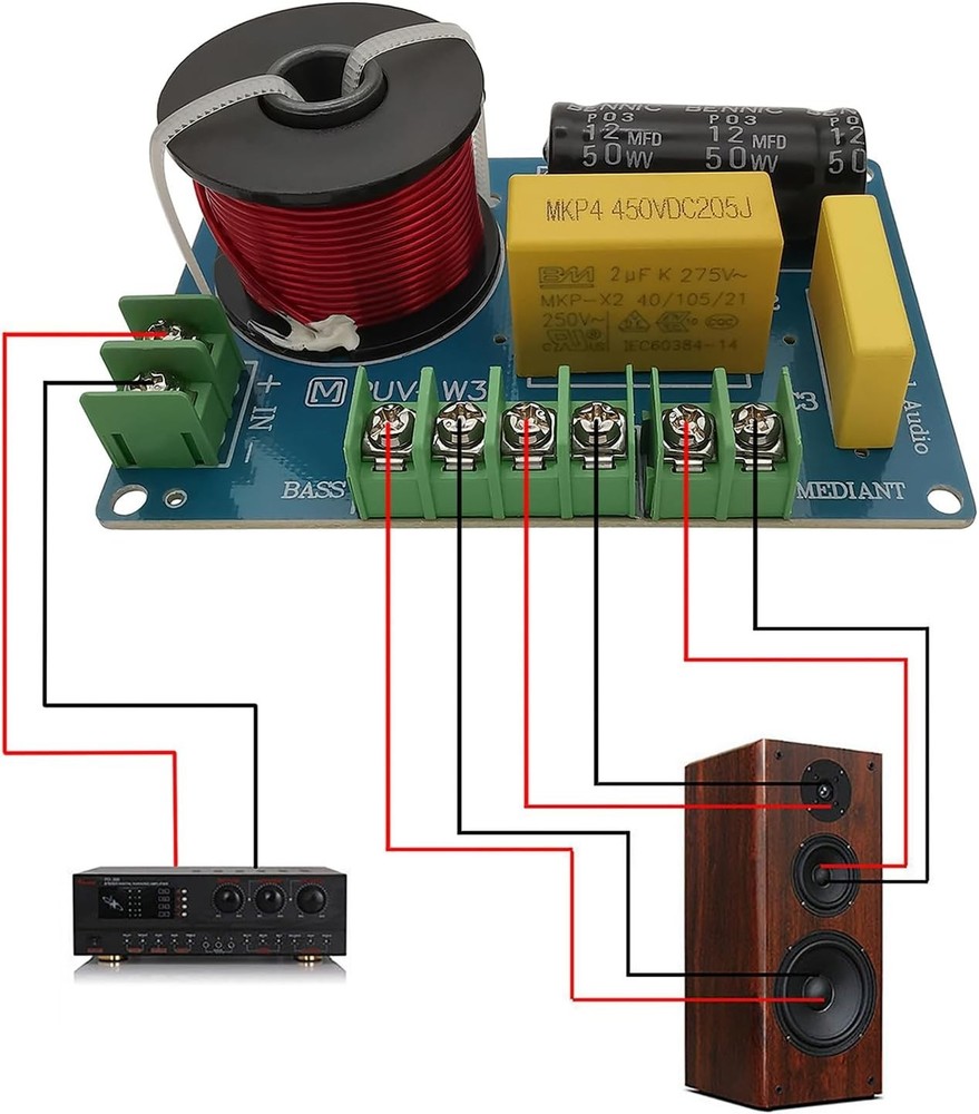 Compact 3-Way Speaker Crossover PUV-W3 for Optimal Audio Performance - 2 Pack