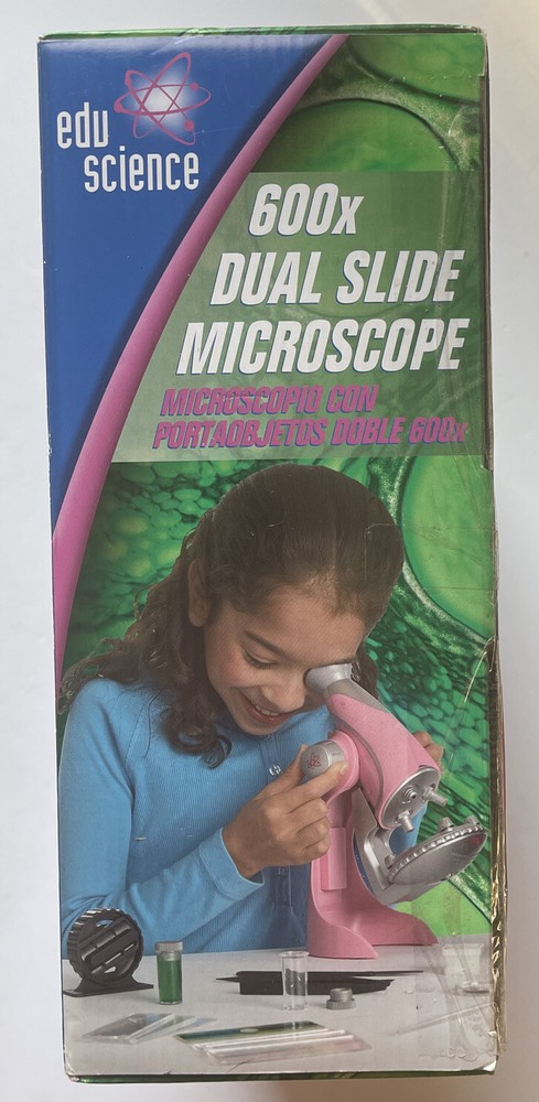 Edu Science 600x Dual Slide Pink Microscope with Carry Case