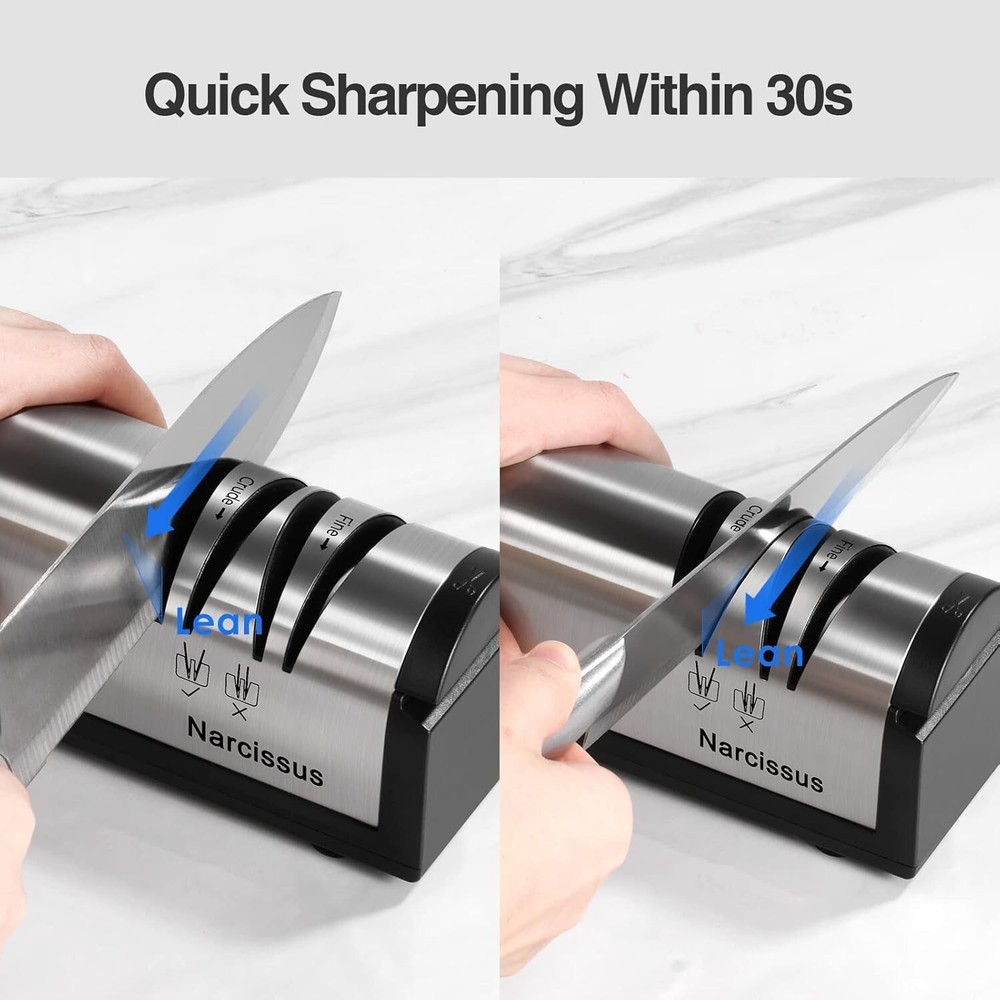 Professional Electric Knife Sharpener with Scissors Attachment - 2 Stage Designs