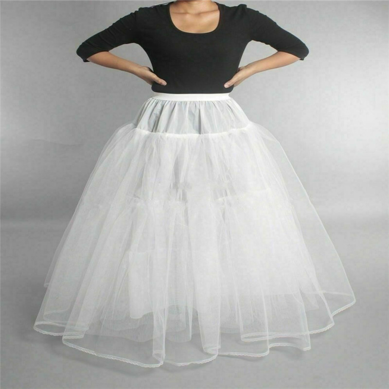 Women White Bridal Petticoat Hoop Skirt Crinoline Slip Wedding Gown Underskirt