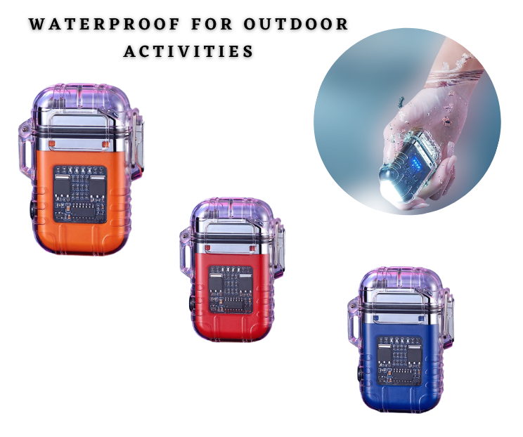 Transparent Waterproof Plasma Arc electric lighter Rechargeable Windproof new