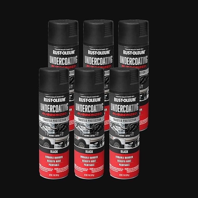 Rust-Oleum 248657-6PK Stops Rust Undercoating Spray, 15 Oz, Rubberized Black, 6