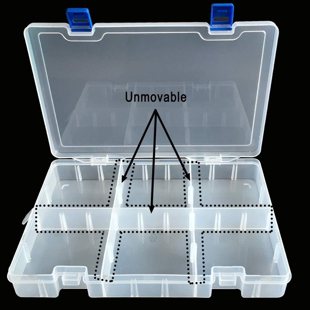 Qualsen Plastic Compartment Box with Adjustable Dividers Craft 2PCS, White