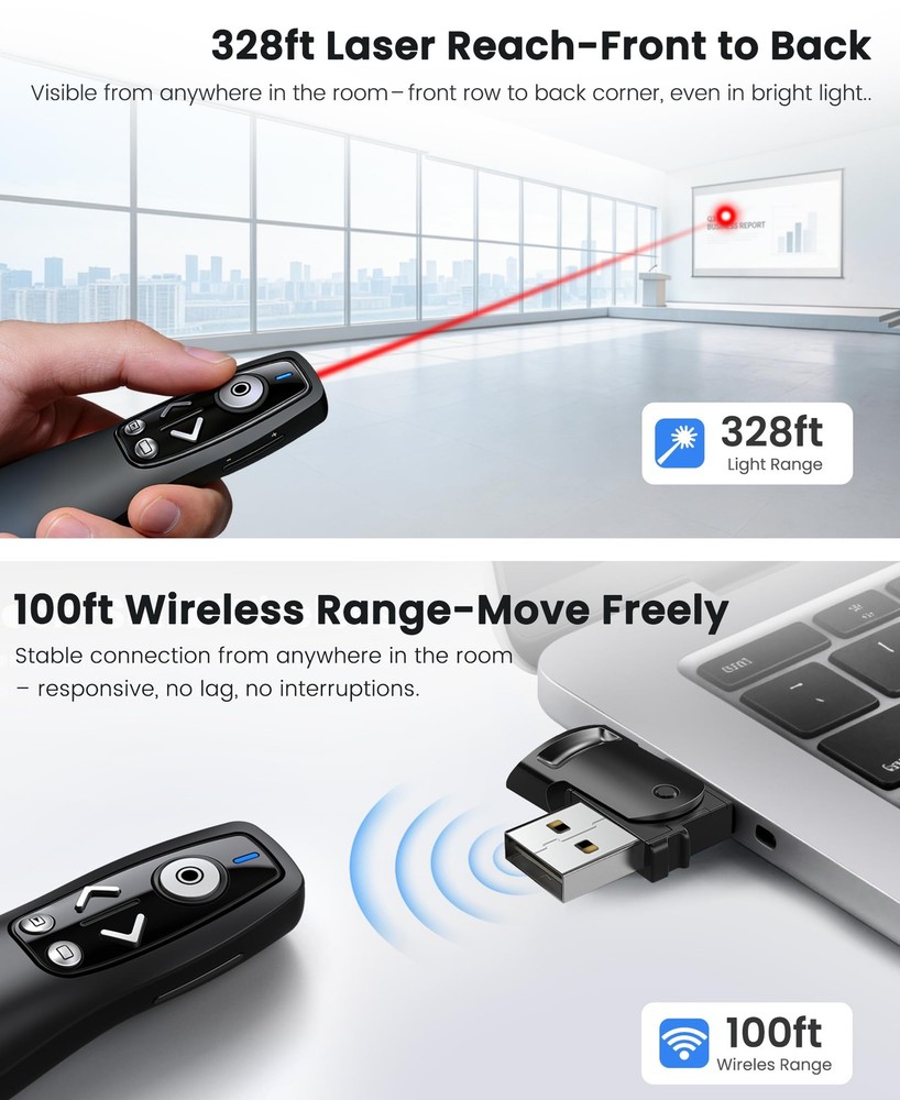 Presentation Clicker Wireless Presenter Remote for PowerPoint, Powerpoint Cli...