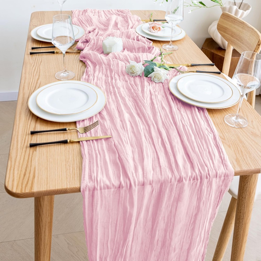 12Pack Pink Cheesecloth Table Runner 10FT Boho Gauze Spring Easter Cheese Clo...