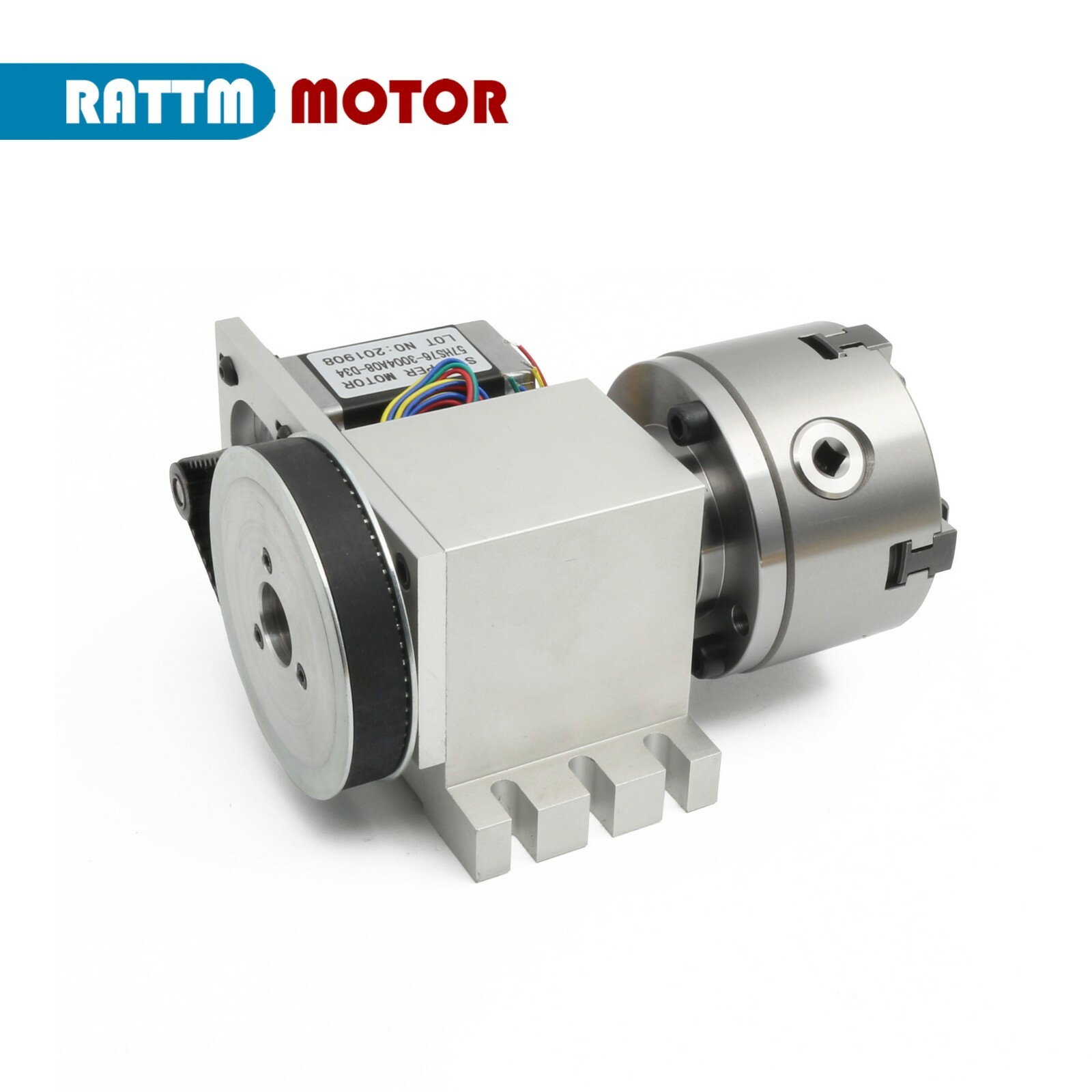 K12-100mm CNC A 4th Axis 4 Jaw Chuck Rotation A-axis (Ratio 6:1) + Tailstock「US」