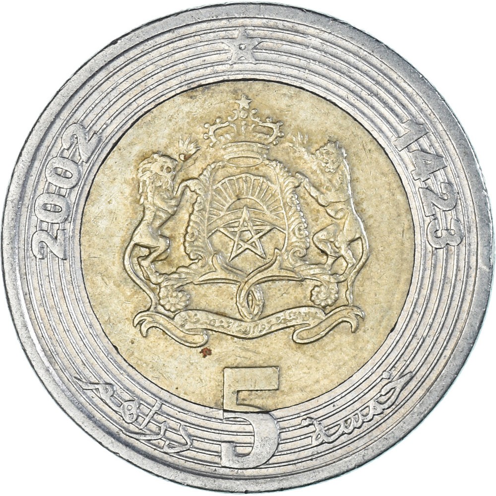 [#1343984] Coin, Morocco, 5 Dirhams, 2002