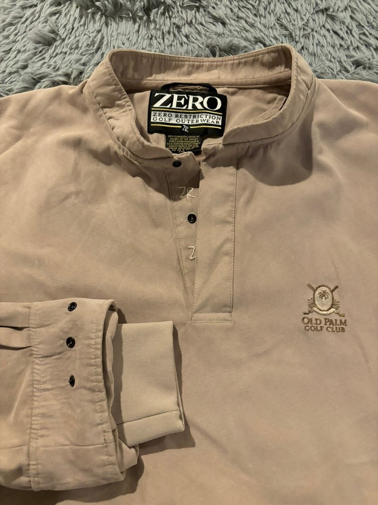ZERO Restriction Pullover Mens 2XL Beige Golf Outerwear Long Sleeve Snap