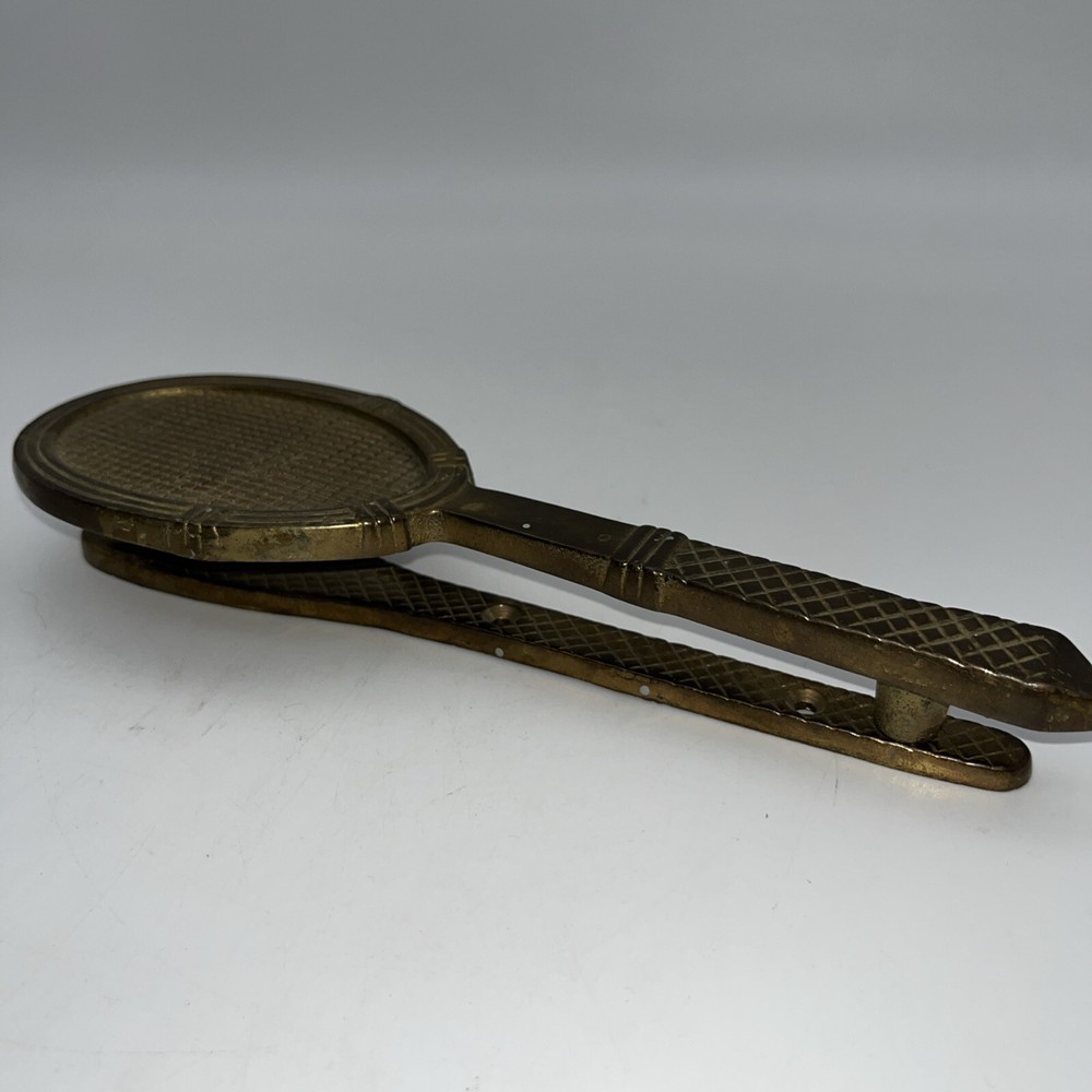 Solid Brass Door Knocker, Tennis/Bandmitton Racket 8 1/2”-P