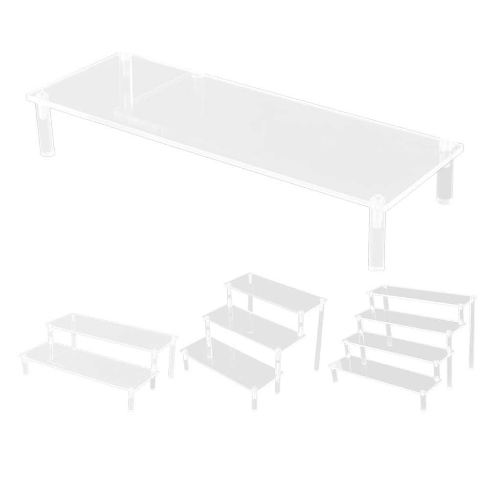 Acrylic Display Riser Clear Perfume Stand Storage Shelf Dessert Rectangular Rack