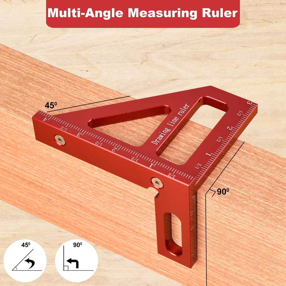 Imperial 3D Multi Angle Measuring Ruler, High Precision 45/90 Degree Woodwork...