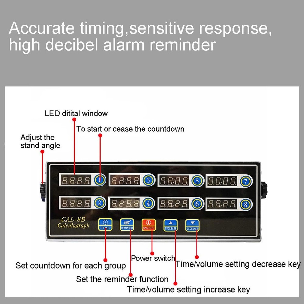 Commercial 8 Channel Kitchen Timer LED Digital Restaurant Timers Professional...