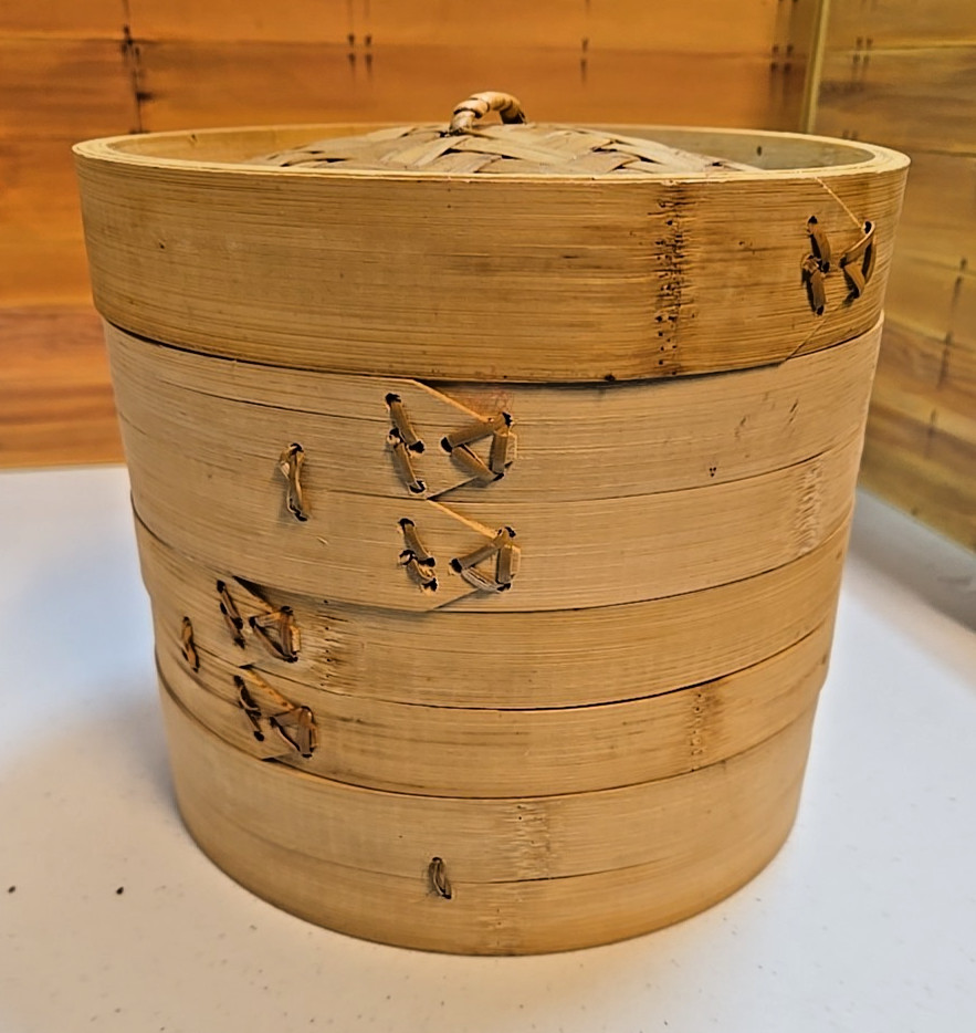 Three-Tiered Woven Bamboo/Ratan Steamer