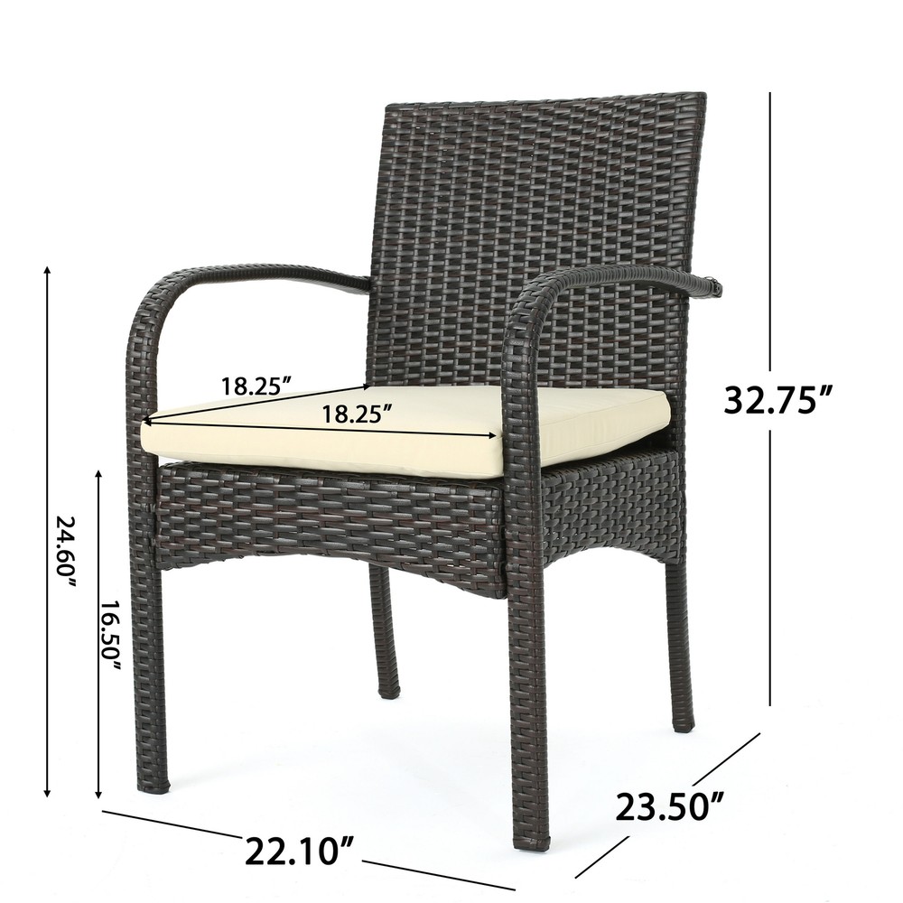 Carmela Outdoor 5pc Multibrown Wicker Dining Set