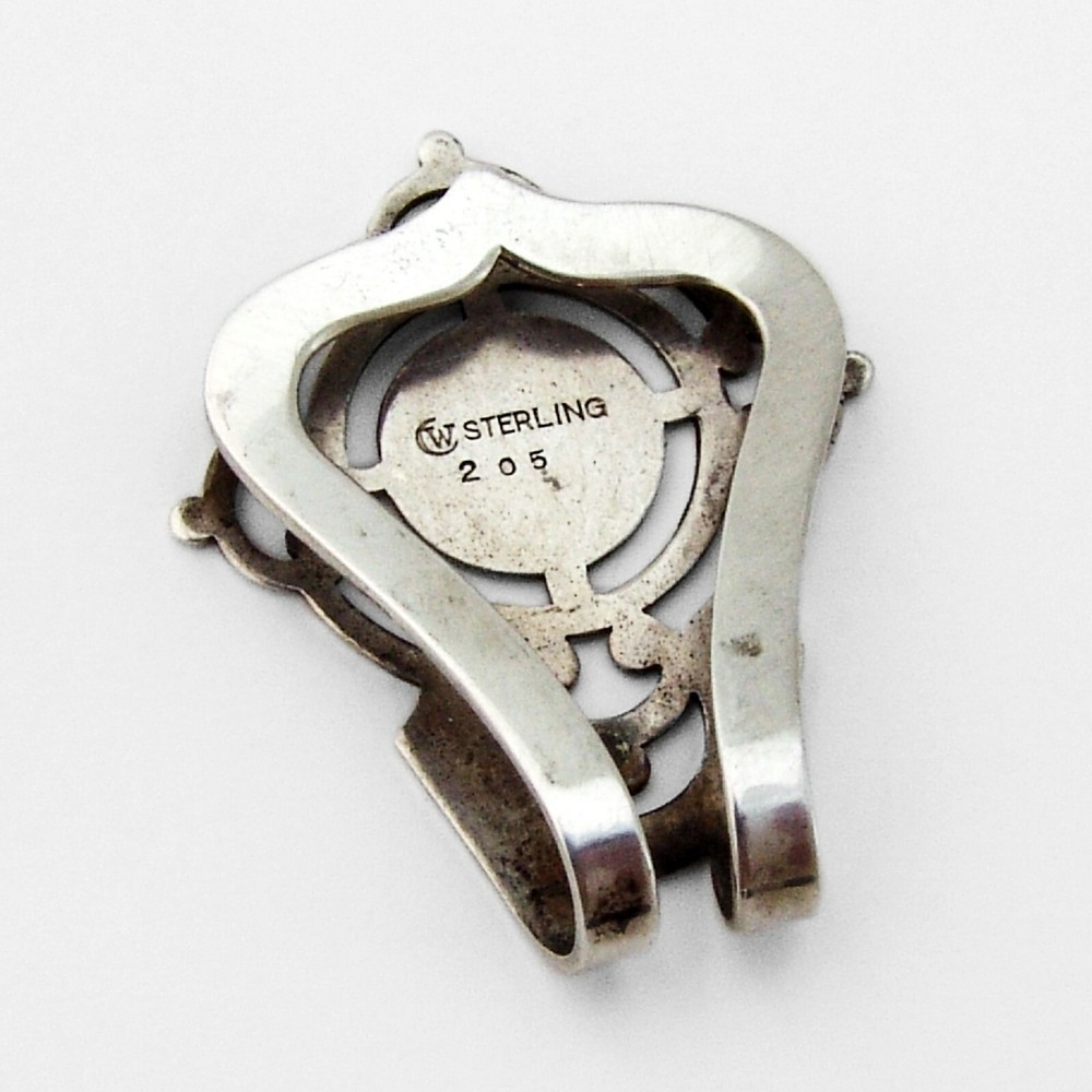 Cutwork Napkin Clip Watrous Sterling Silver Mono MMP