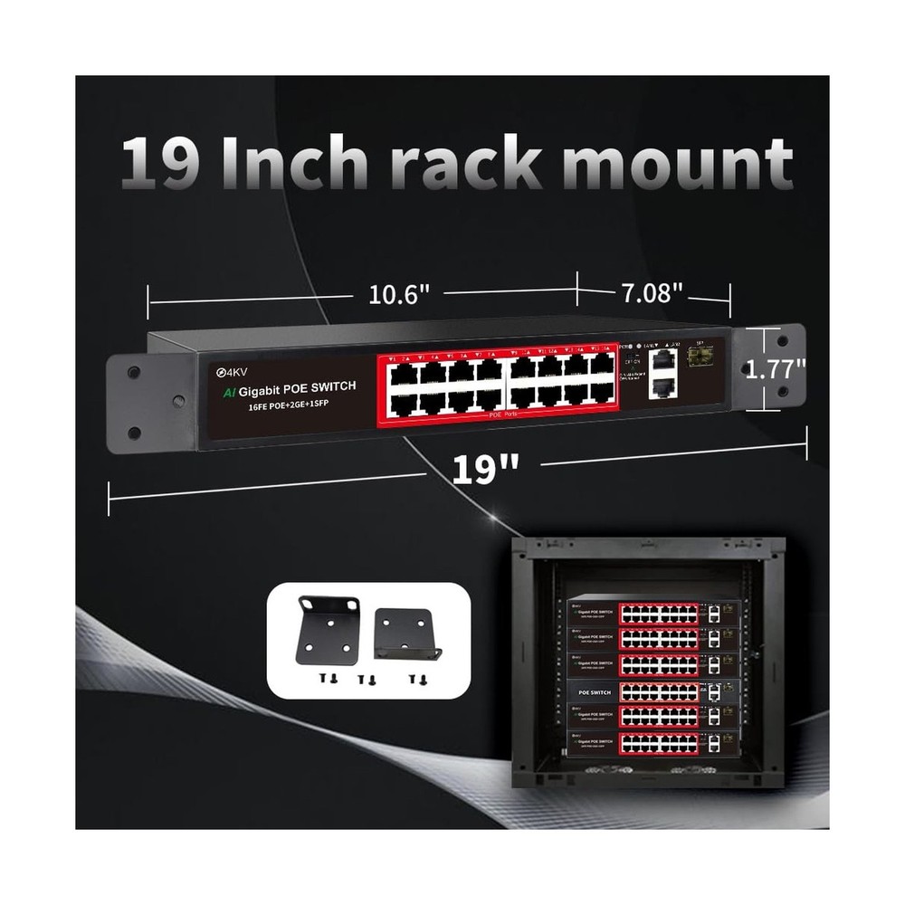 STEAMEMO 19 Port 240W PoE+ Managed Ethernet Switch