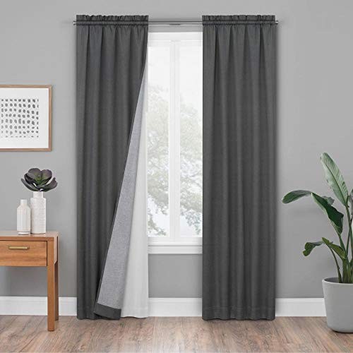 Solid Minimalist Blackout Thermal Liner Window Curtains Drapery 2-Panel 27"x60"