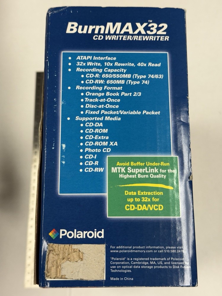 Polaroid BurnMAX32 CD WRITER/REWRITER - NEW IN BOX