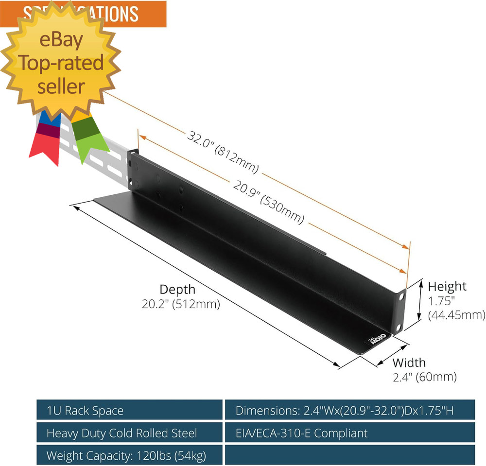 1U Universal Rack Mount Rails 4 Post Server Rack Shelf Rail with 20 9 32 Adjusta