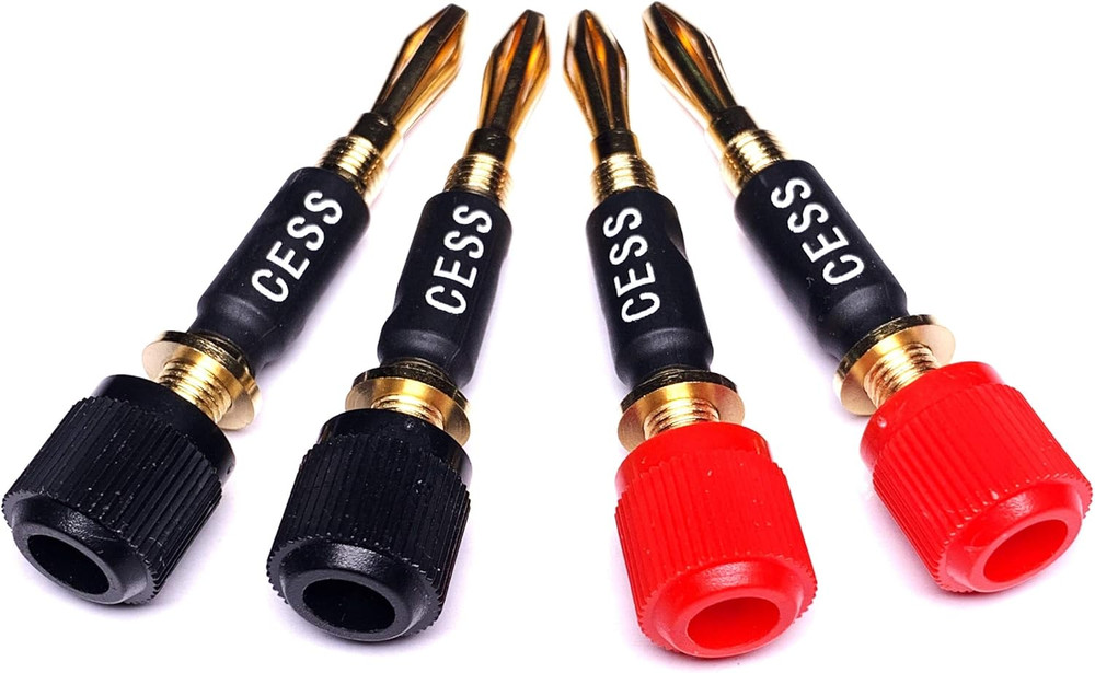 CESS-061 Spade Fork Binding Post to Banana Plugs Amp Speaker Adapter, 4 Pack