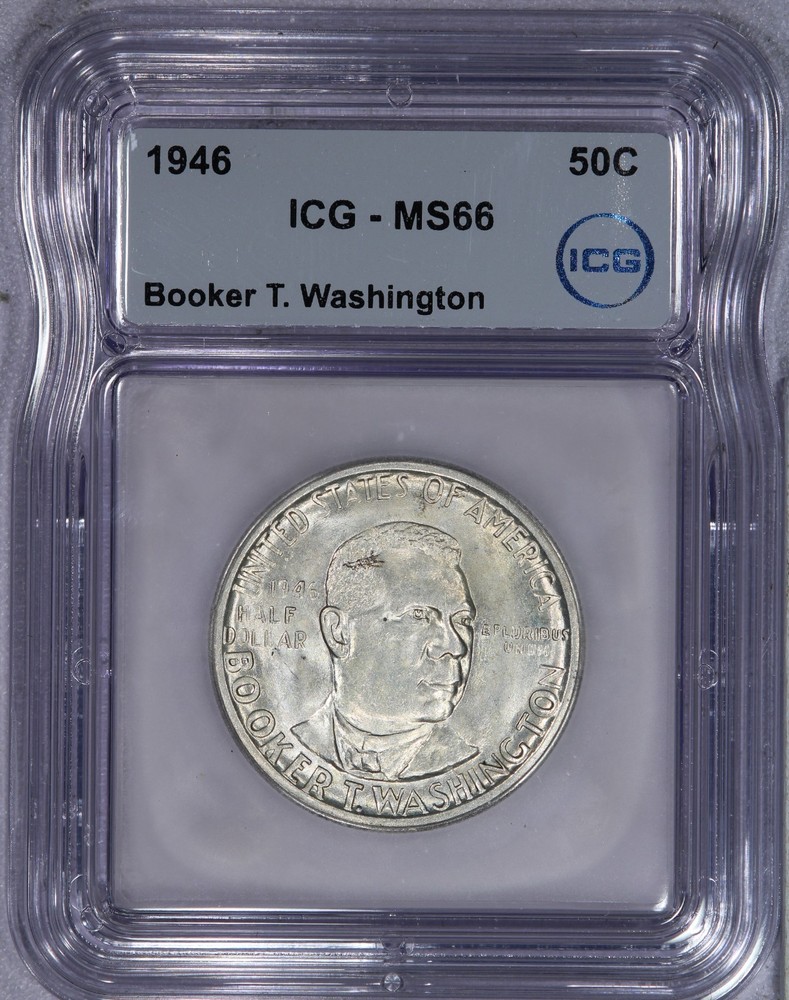 1946 Booker T. Washington Half Dollar 50c ICG MS66