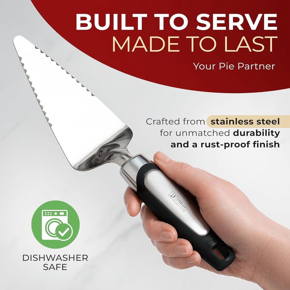 Pie Server, Essential Kitchen Tool, Serrated on Both Sides, Great for Right or L