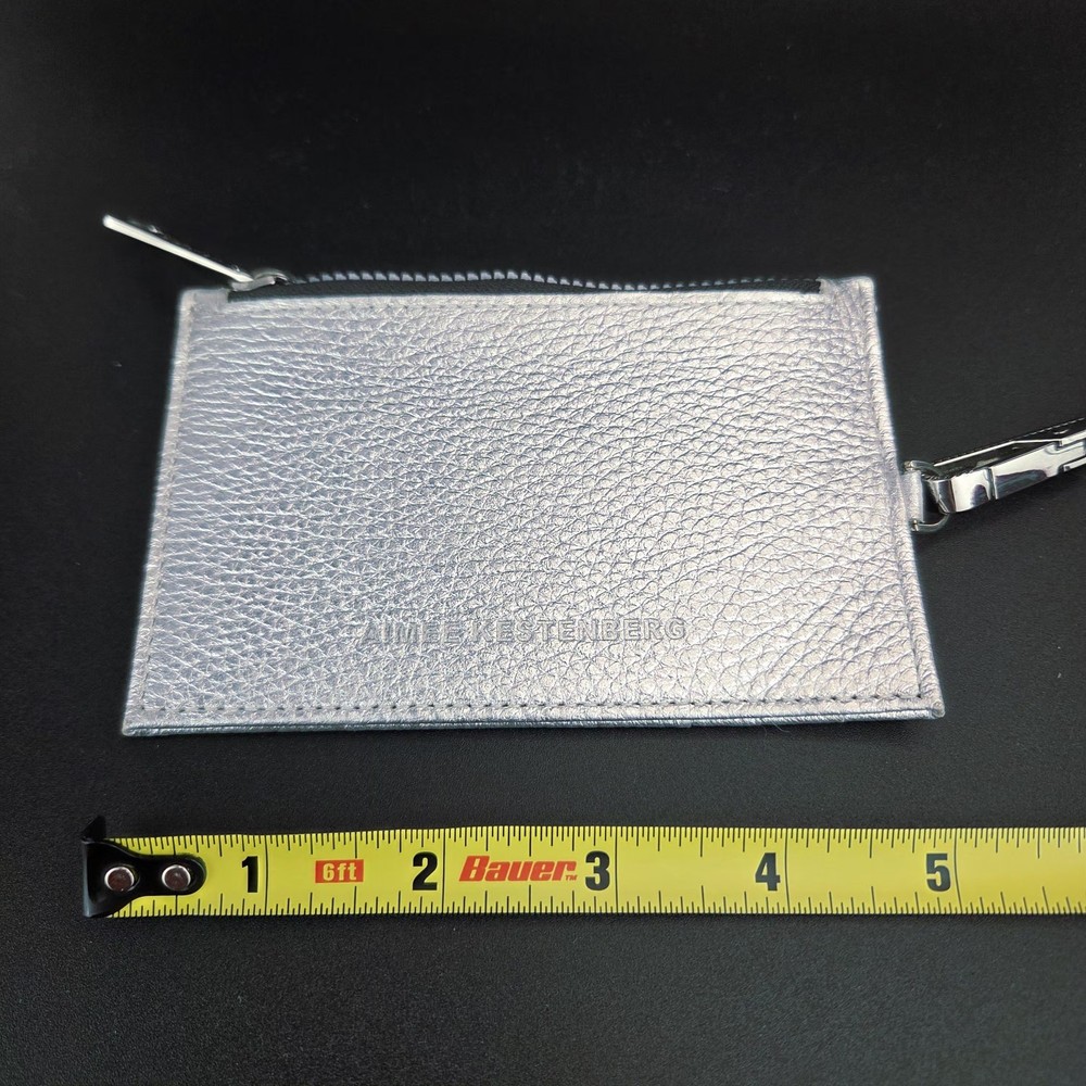 Aimee Kestenberg Card Wallet Silver Leather 21" Long Strap