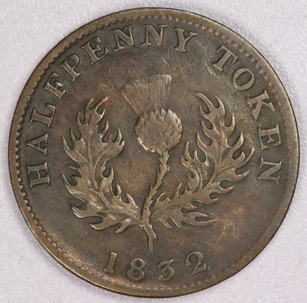 1832 Nova Scotia Half Penny Token-VF