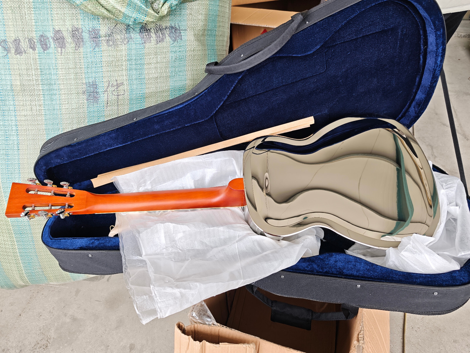 Aiersi Style O Gloss Brass Body Blues Slide Single Cone Biscuit Resonator guitar