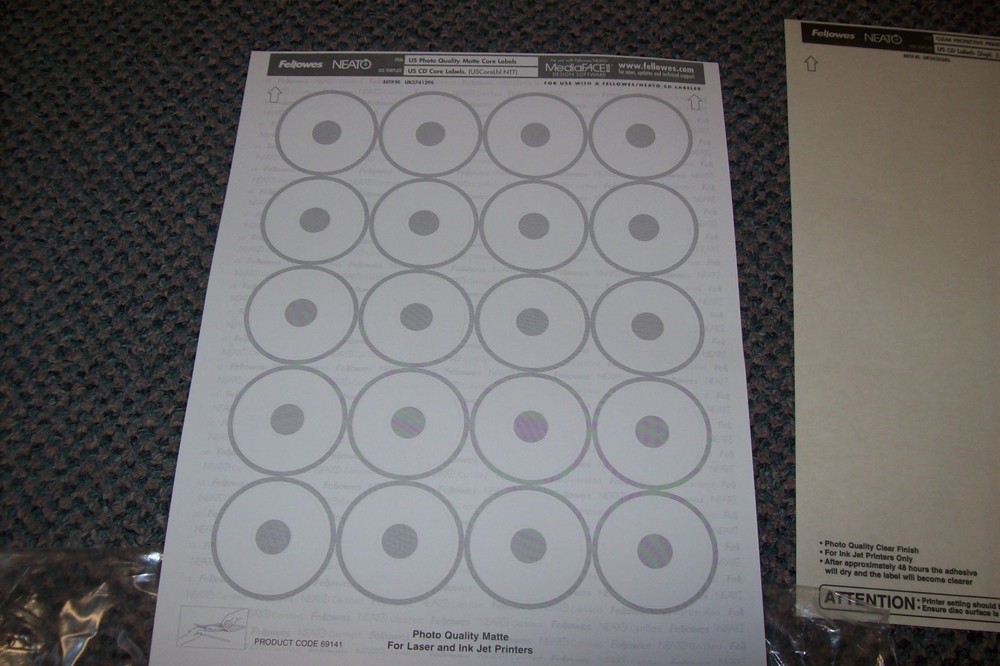 Fellowes Neato Label Suite for CD & DVD Labeling System = Me76 Total Labels