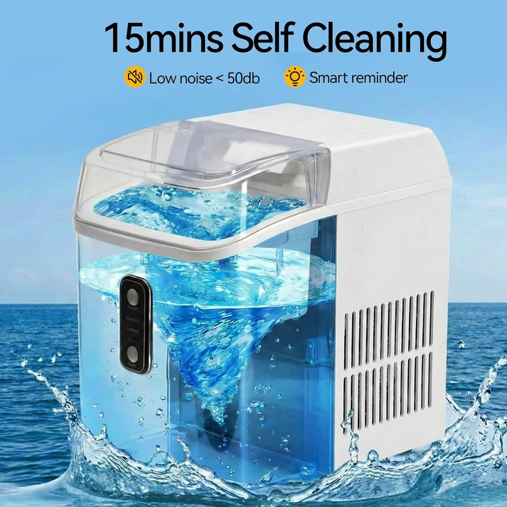 Nugget Ice Maker Countertop, Portable Ice Makers Machine with Removable Basket a