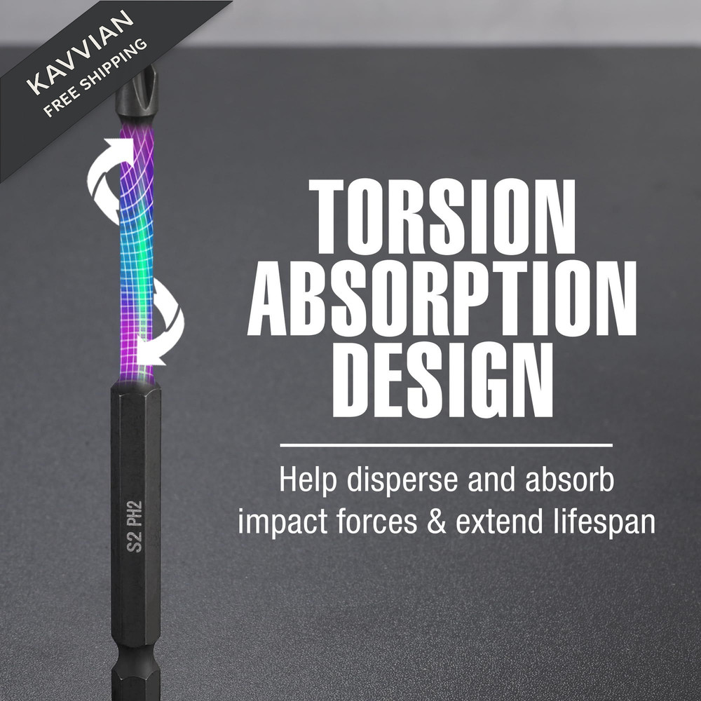 WORKPRO 6pcs PH2 Impact Phillips Screwdriver Bit Set, S2 Professional 4 in