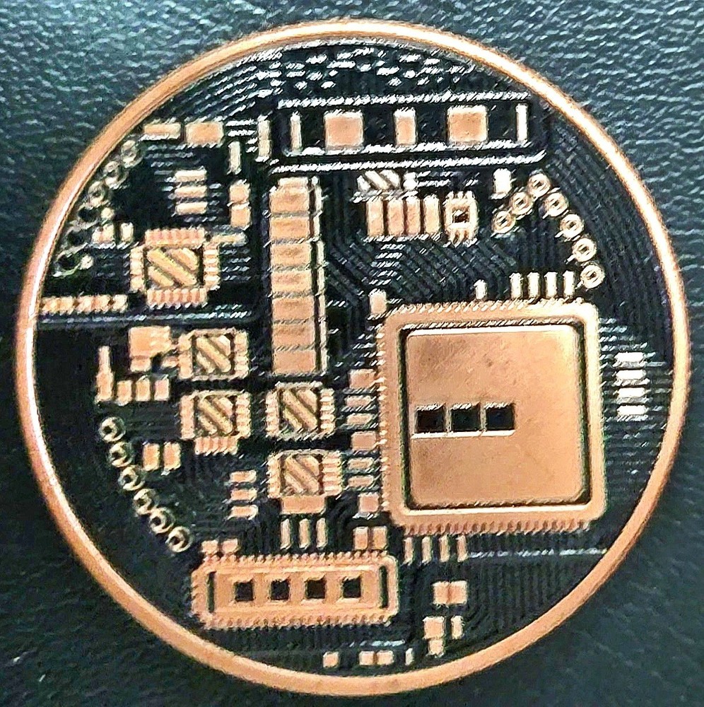 BITCOIN Circuitry 1oz AVDP Solid .999 Fine Copper Round Commemorative Coin