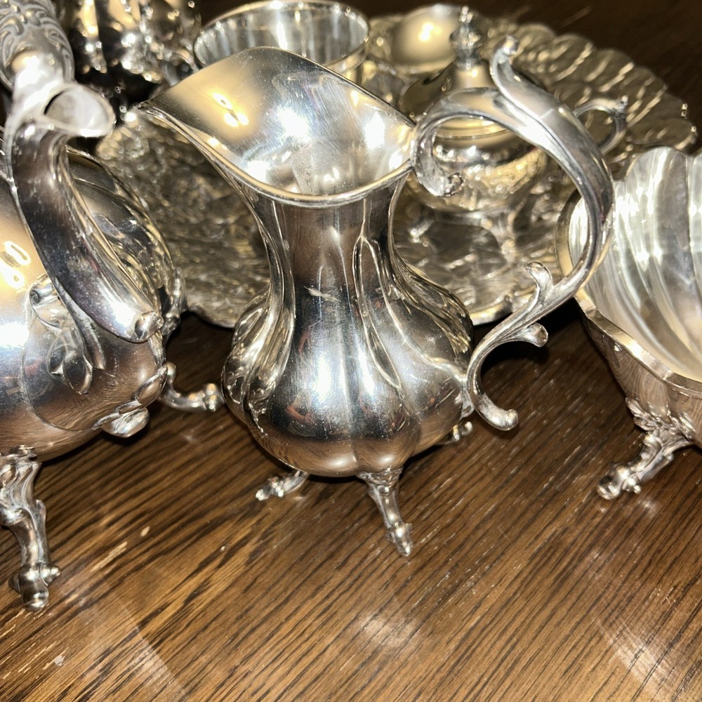 REED & BARTON Silver Plate COFFEE SET Winthrop #1795 PUMPKIN FINIAL Rococo