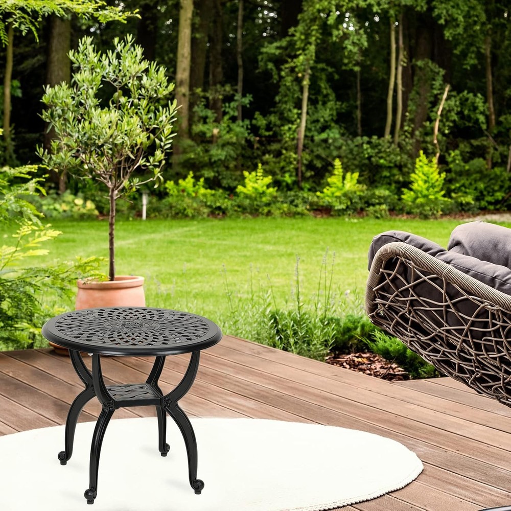 JARDIN DE CENTENNIAL Cast Aluminum Outdoor Side Table