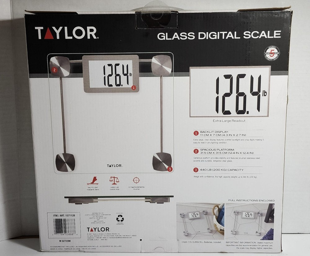 Taylor Glass Digital Scale- Backlit Readout