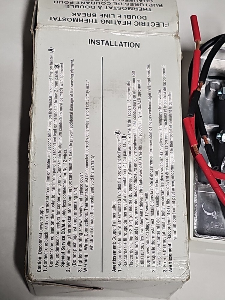 Dimplex TD902 Line Voltage Wall Thermostat Kit Stat Double Pole DPST